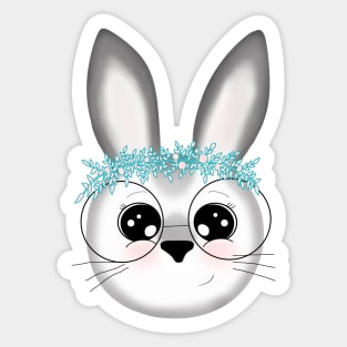 Cute Bunny with glasses and big eyes Sticker